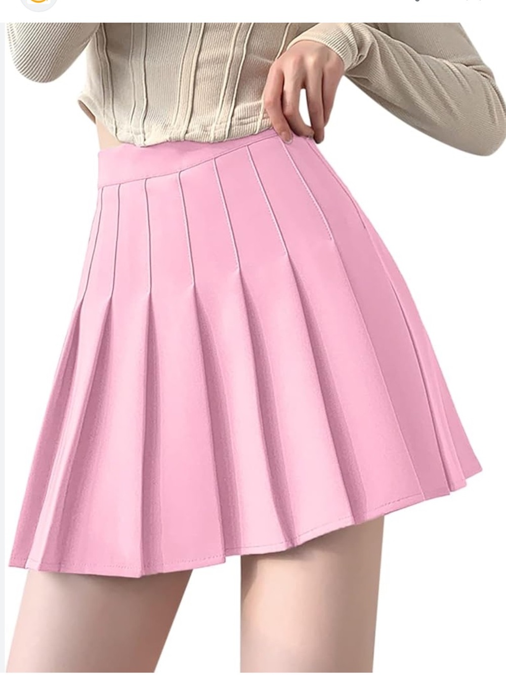 Pink Pleated A-Line Skirt